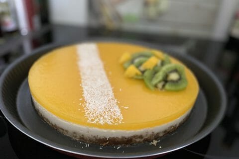 Panna cotta citron sur sablé spéculoos et miroir de mangue au Thermomix