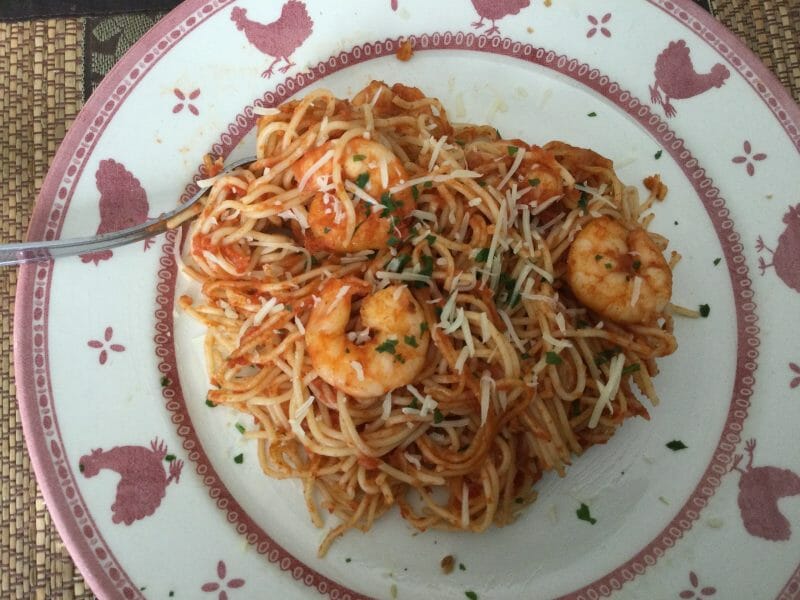 Spaghettis Aux Crevettes Et Lail Au Thermomix Cookomix