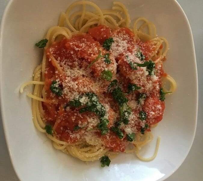 Spaghettis aux crevettes et à lail au Thermomix Cookomix