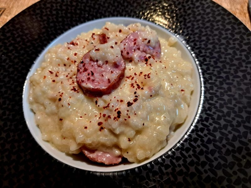 Risotto à la saucisse fumée et au comté au Thermomix Cookomix